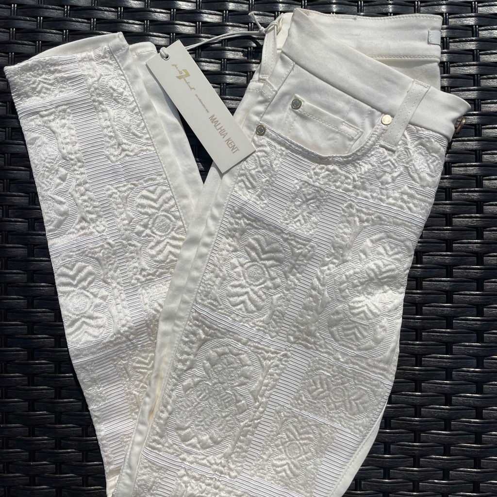 Seven 7 For All Mankind Womens Malhua Kent White Cathedral Skinny Pants Size 24